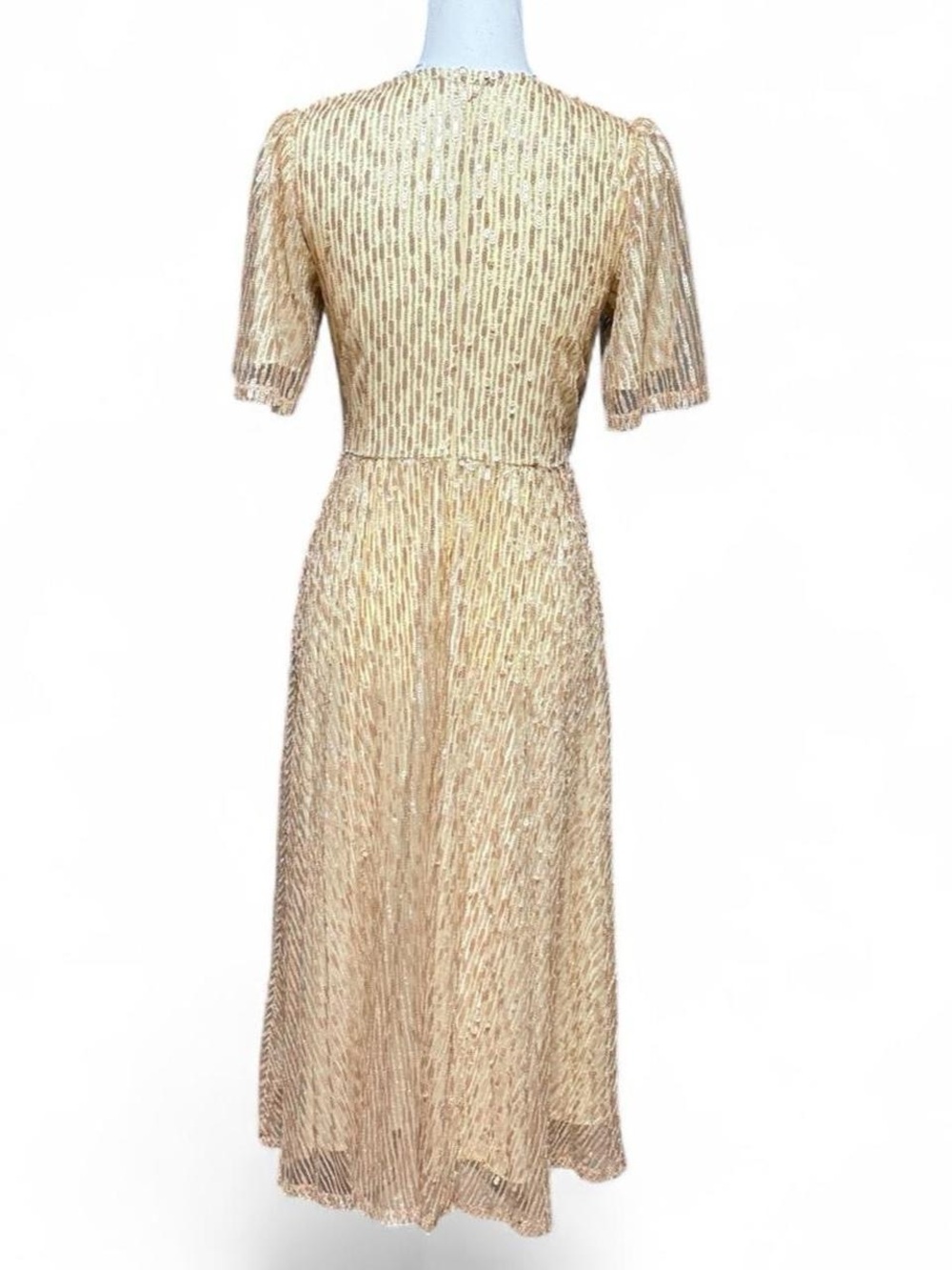 Ivy City Co Goldie Sequin Dress XS Champagne Gold Midi Formal Party NWT - Picture 6 of 8